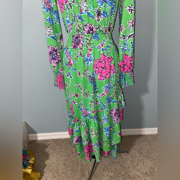 Nwot Lilly Pulitzer Gecko Green Brewsters Bloom Cristiana Midi Stretch dress - Picture 4 of 14